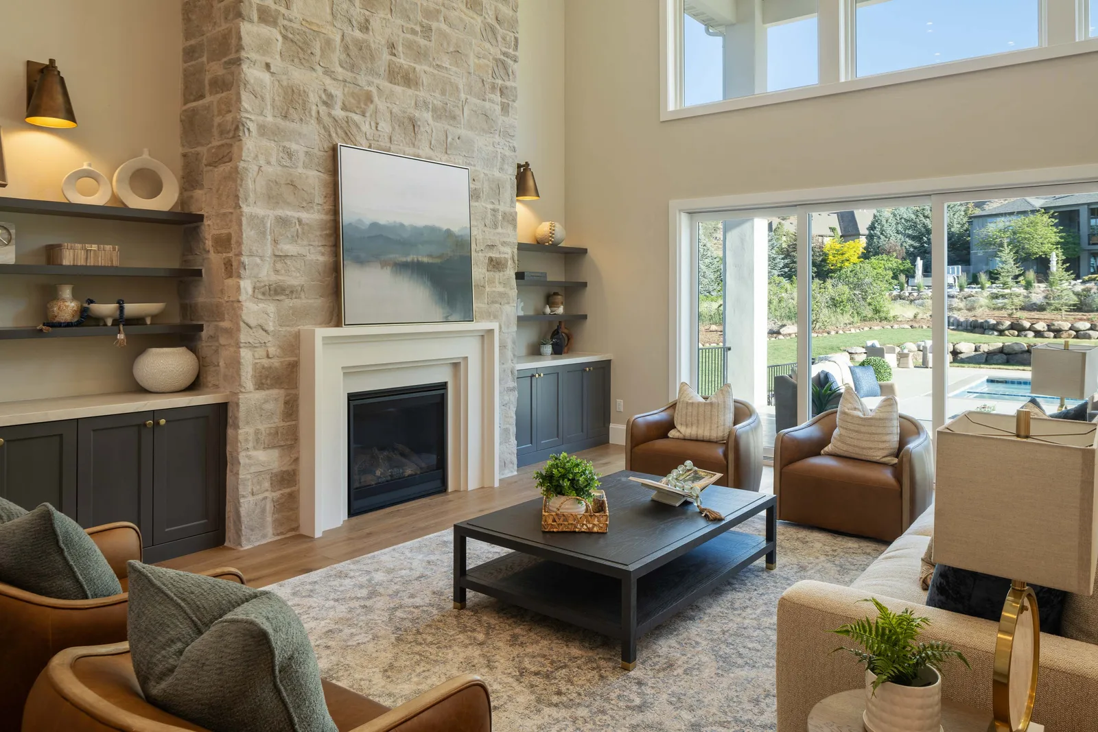 Two stories around a stone hearth