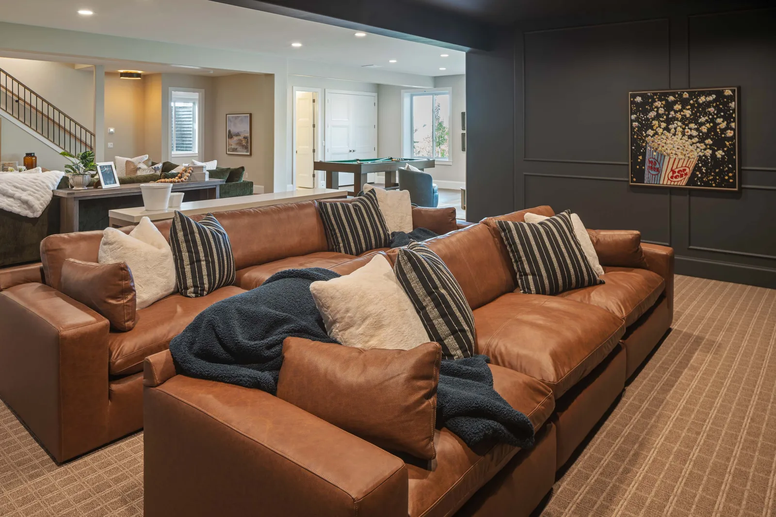 Leather theater sectional