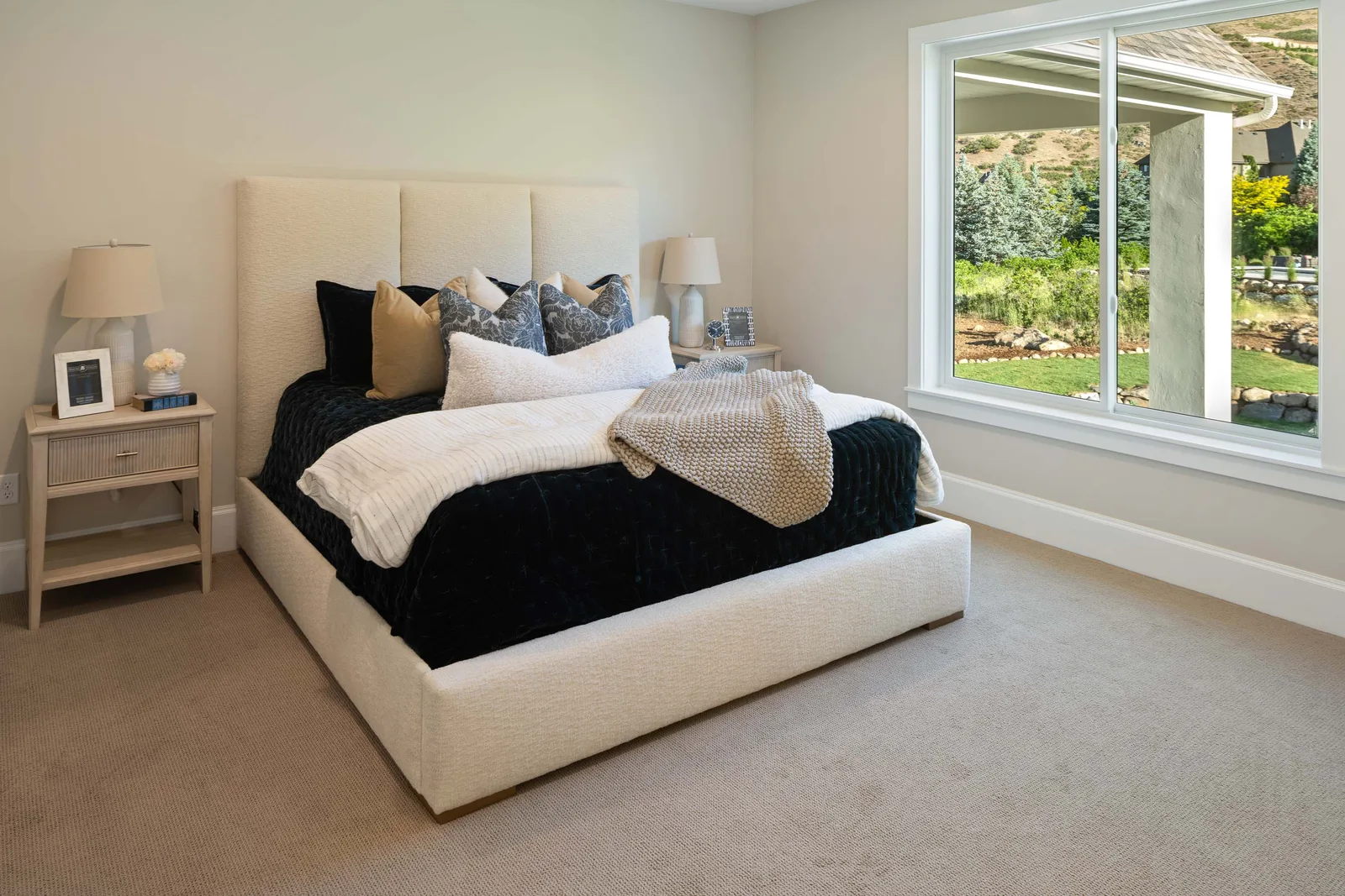 Boucle-bed bedroom