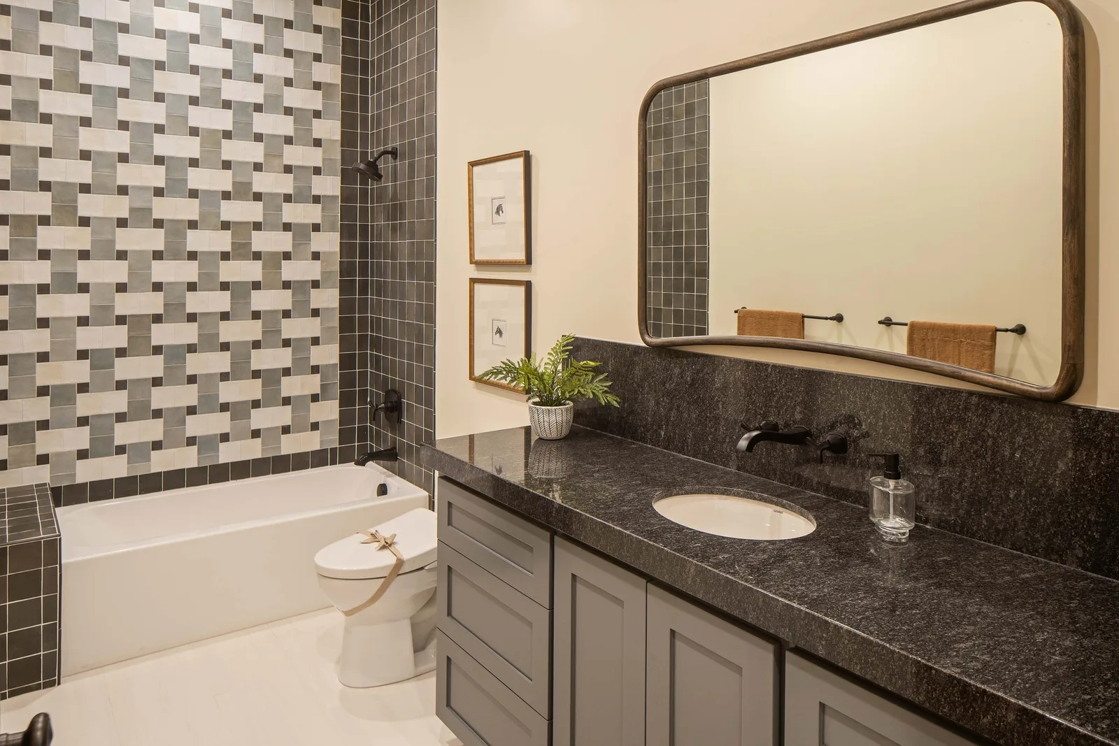Basketweave-tile tub bath