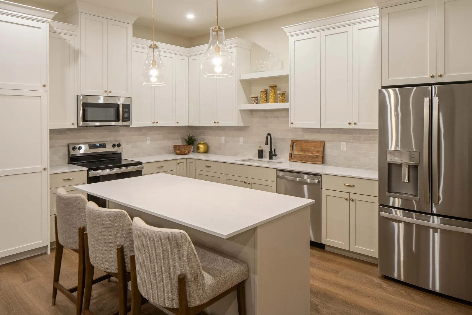 White kitchen with island