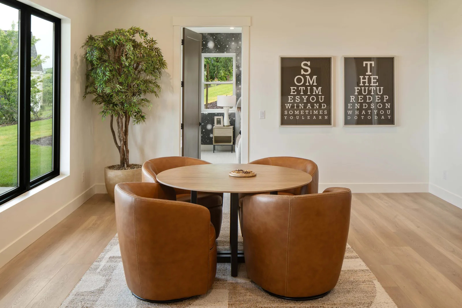 Leather chairs game table