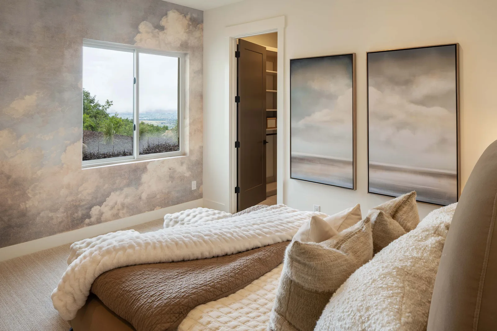 Cloud mural guest room